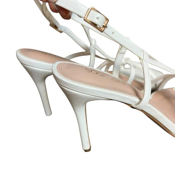 Sosandar White Strappy Heeled Stiletto Sandals 10.5 - Picture 5 of 16